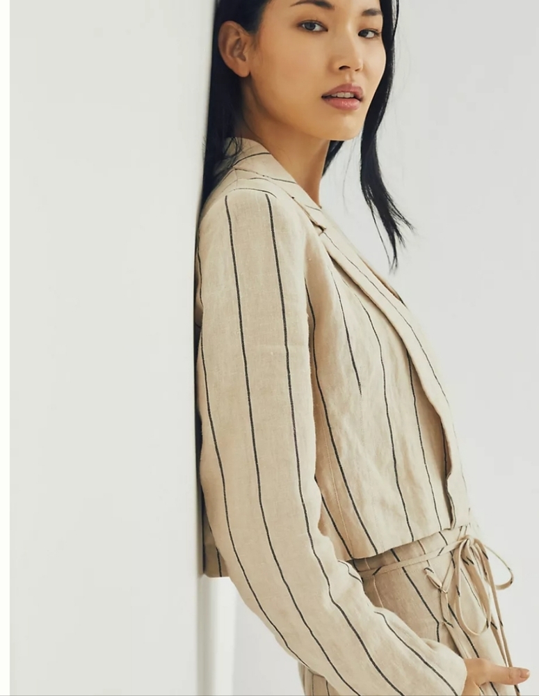 ASTR x Anthropologie Linen Blend Crop Jacket